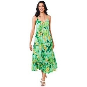 Emma & Michele Vibrant Green Floral Maxi Dress